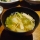 Miso soup of the day: Celery leaves, potatos and enoki mushrooms